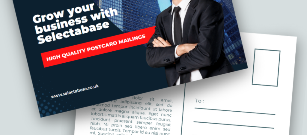 A professional-looking personalised postcard and letter ready for mailing