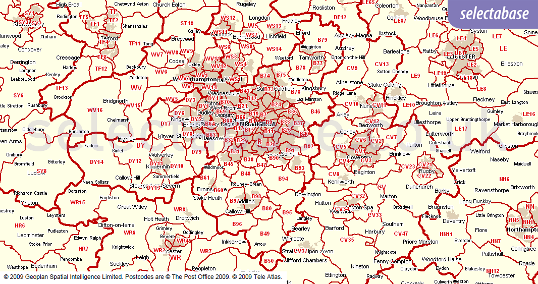 B Postcode Area Map Showing Postcode Districts Towns And - Vrogue