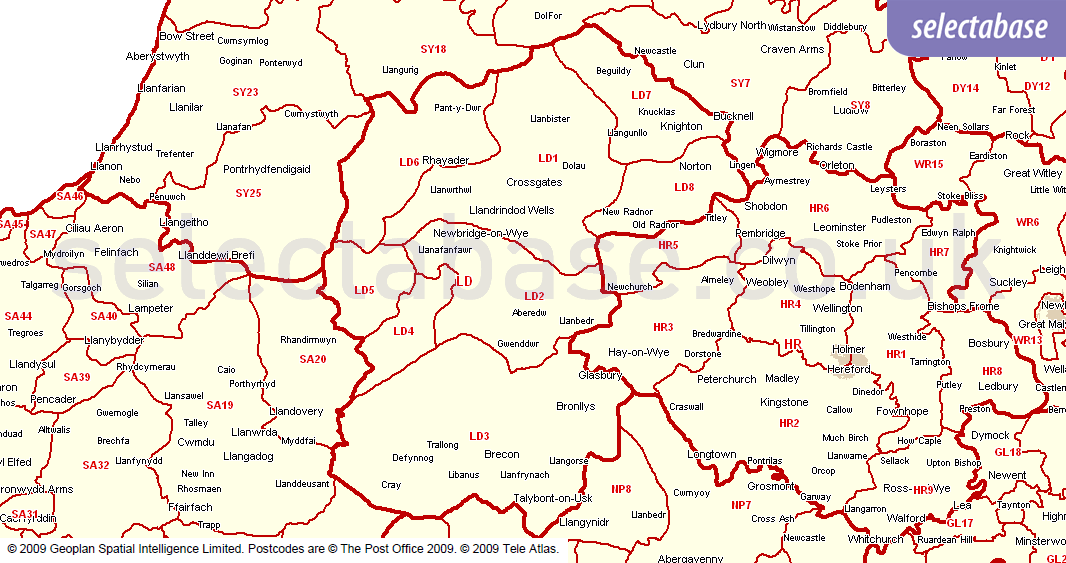 Postcode Tools - Area Maps | Selectabase