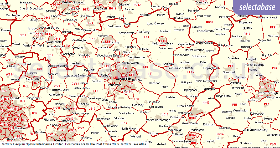 Postcode Tools - Districts List | Selectabase