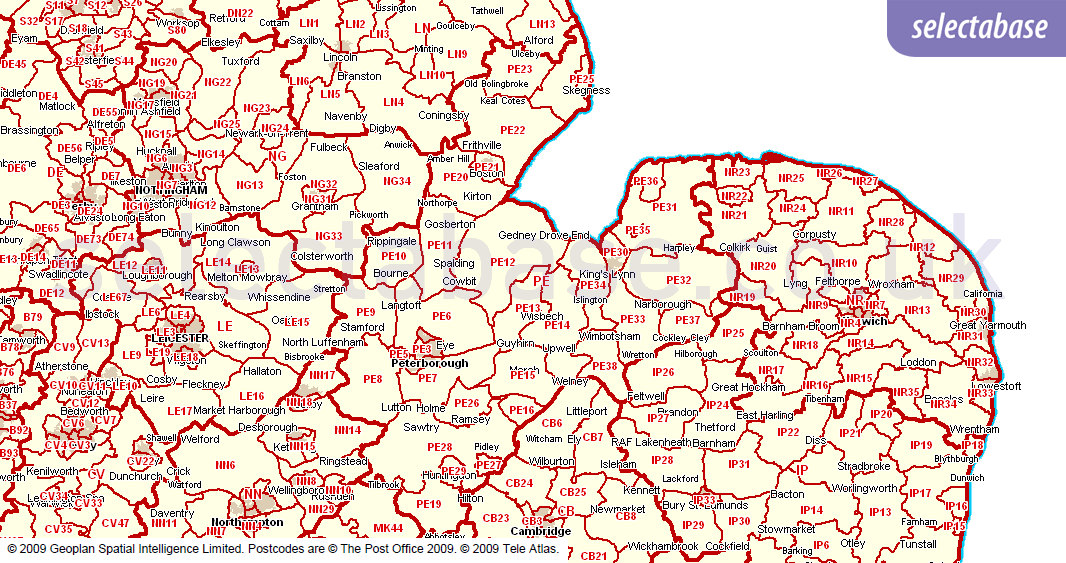 Postcode Tools - Area Maps | Selectabase