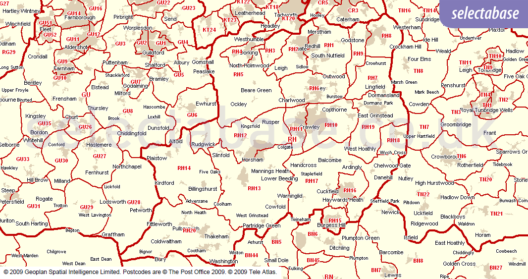 Postcode Tools - Area Maps | Selectabase